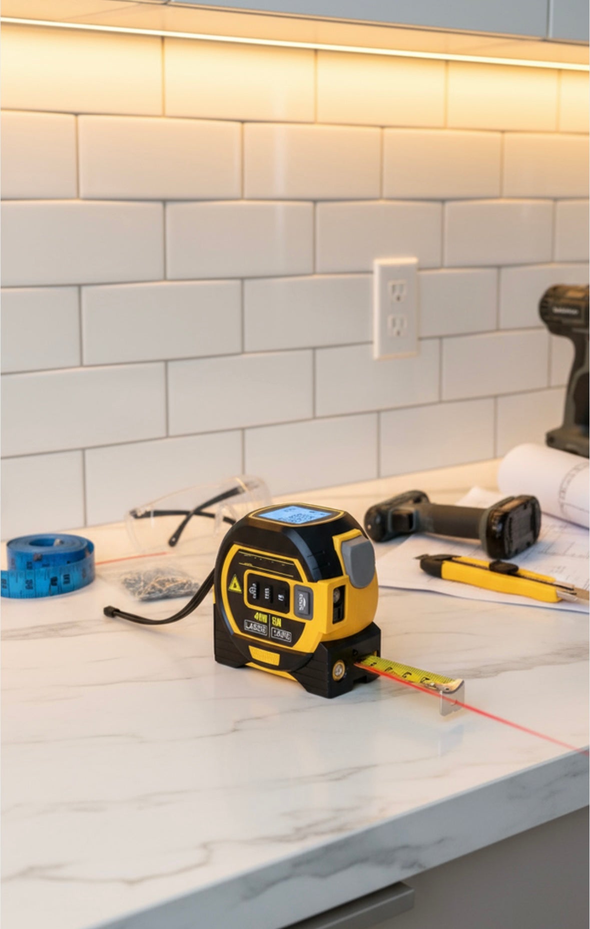 Mètre Laser Professionnel 60M + Ruban 5M - Précision ±2mm - IP54