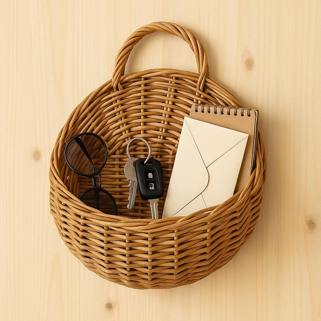 PANIER ROTIN BOHÈME | PANIER EN ROTIN NATUREL - SUPPORT MURAL PLANTES