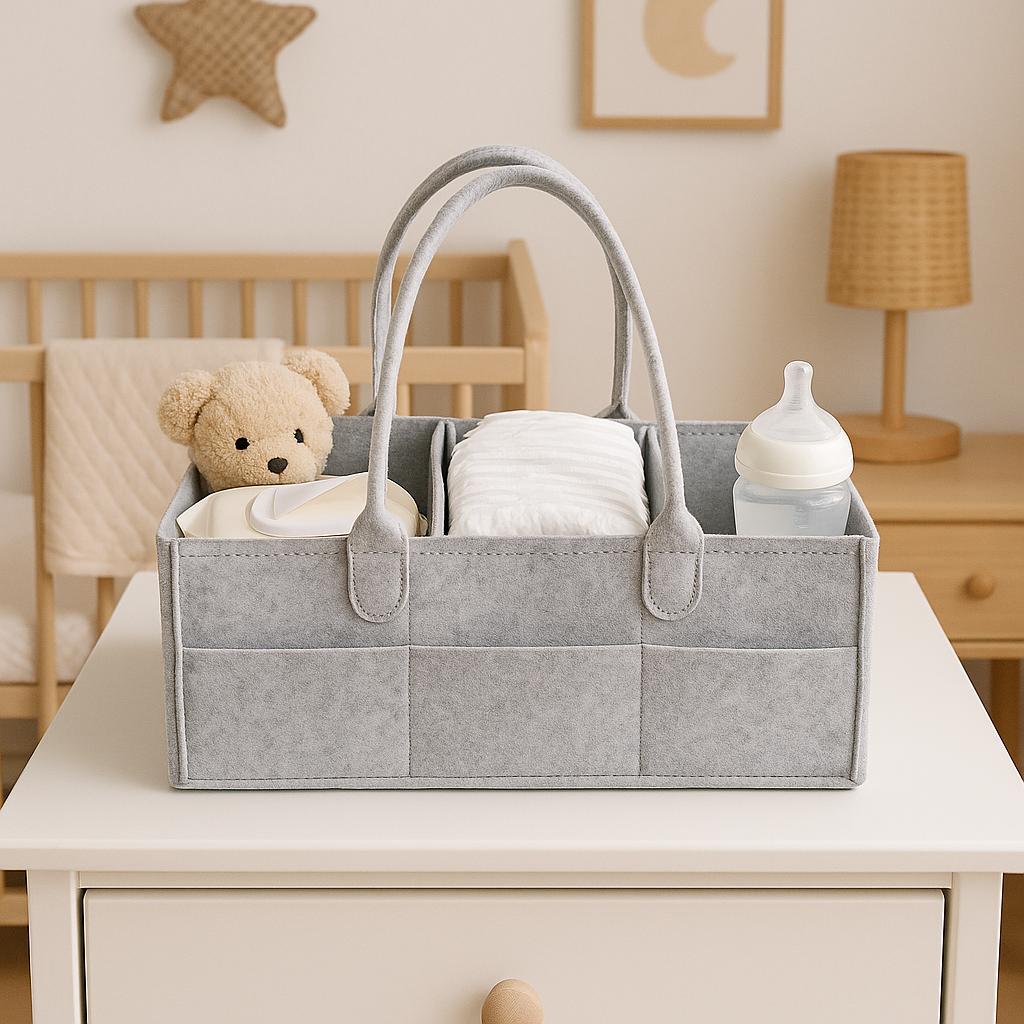 Organisateur de couches en feutre – Rangement pour les essentiels de bébé