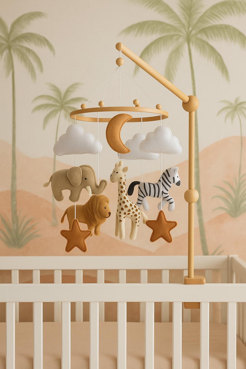 SAFARI MOBILE BÉBÉ | Animaux Jungle Feutre Bois | Safari Mobile