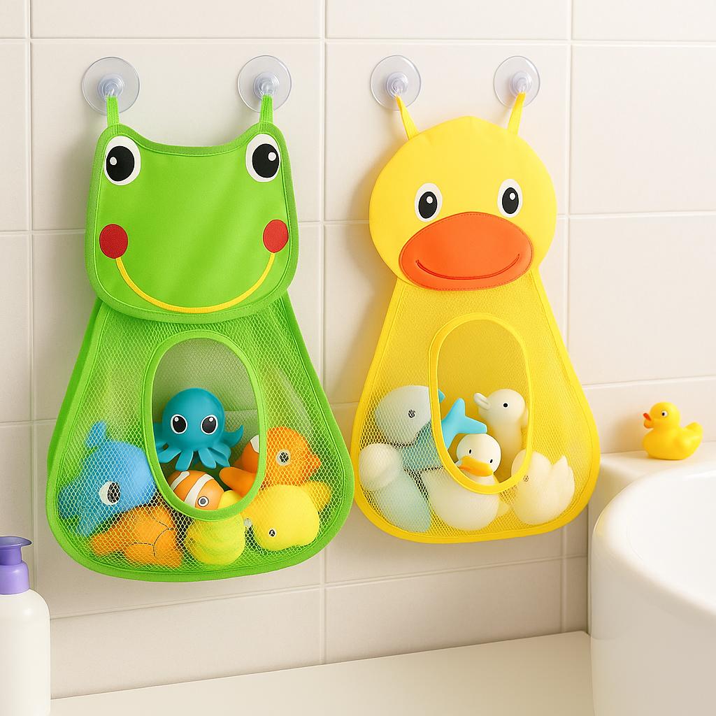 Organisateur Jouets de Bain Grenouille | Organisateur de jouets de bain pour enfants - Rangement en maille