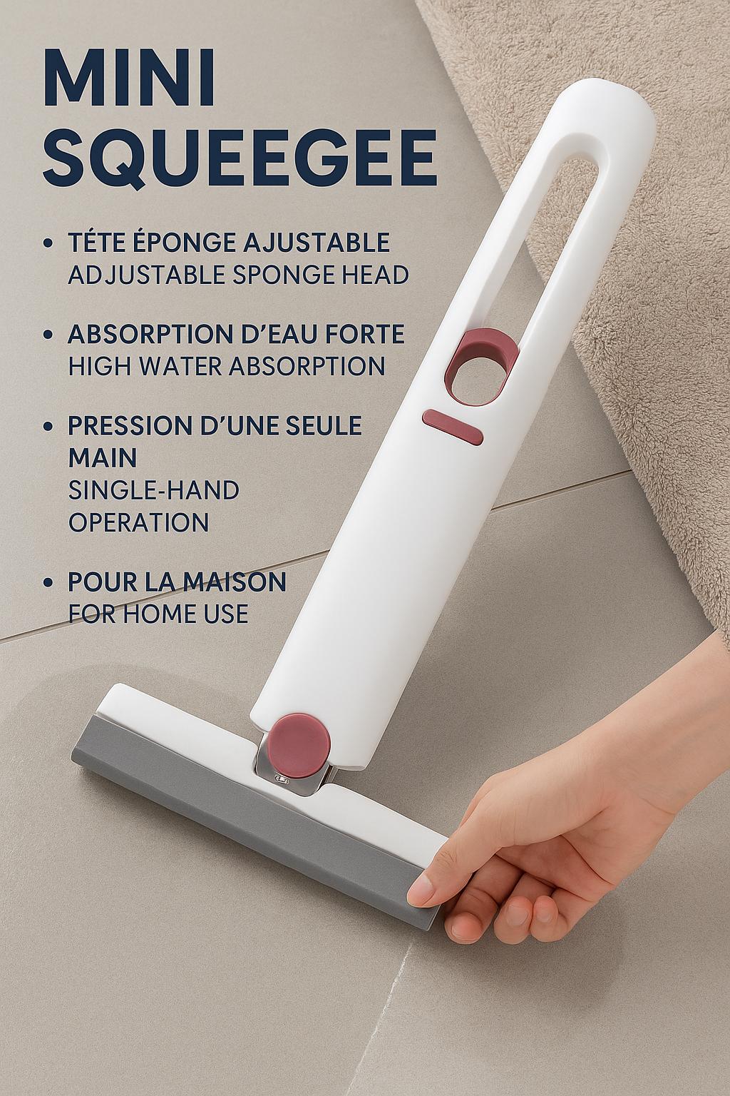 Mini serpillière pliable bleu océan et corail – Tête éponge auto-essorante pour salle de bain, cuisine, vitres et voiture