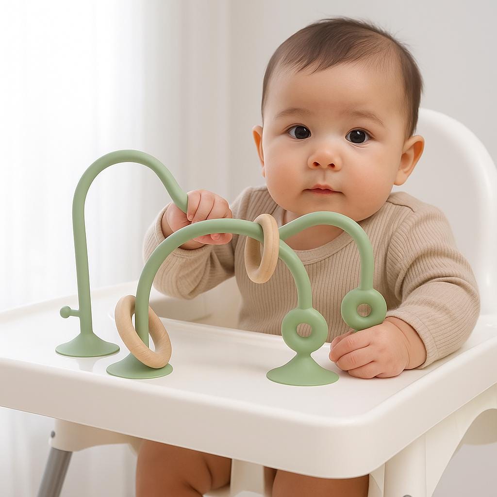 JOUET SENSORIEL BÉBÉ VENTOUSE | Anneau Silicone Éveil | Jouet sensoriel