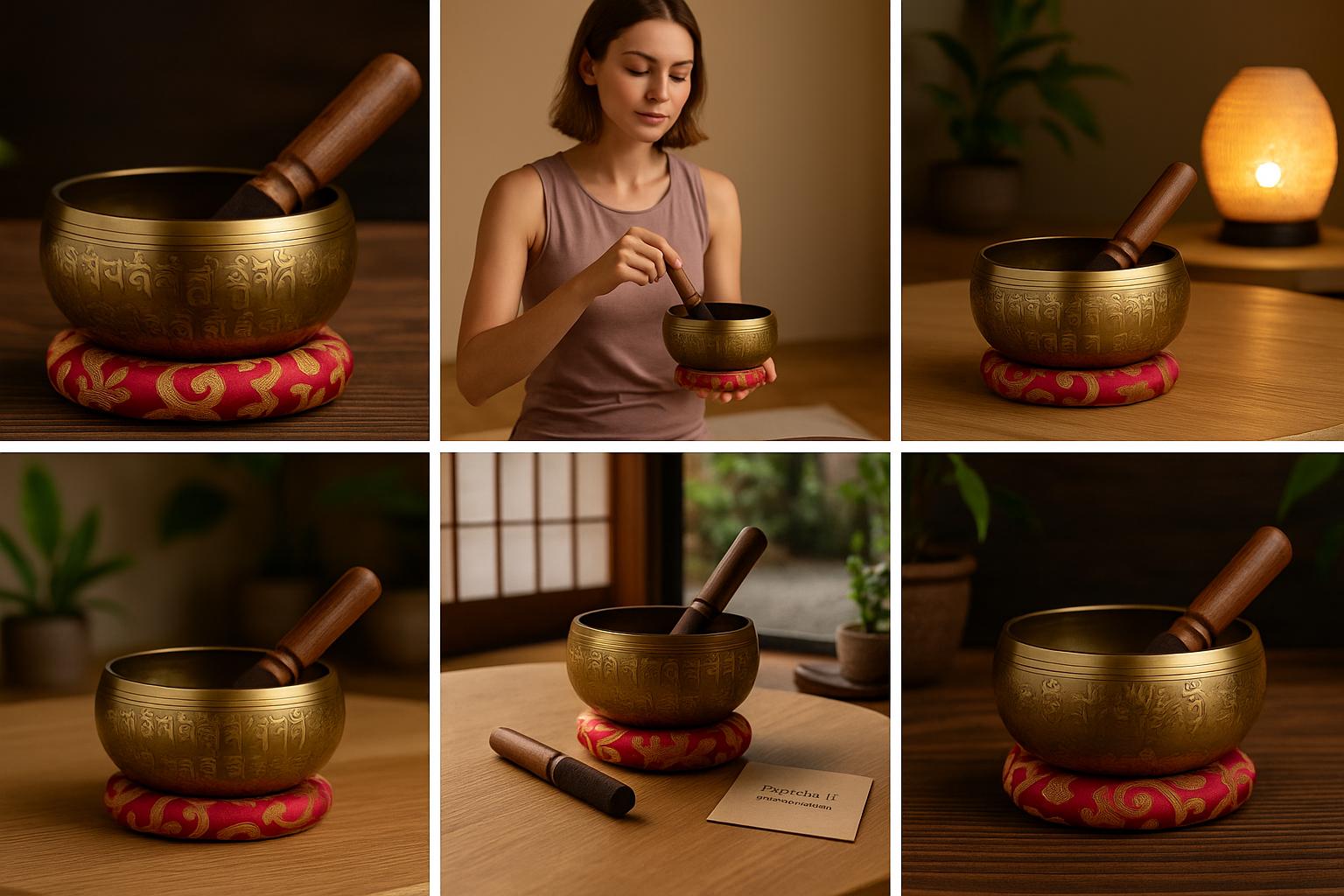 Bol chantant en bronze doré et cuivre – Bol sonore tibétain artisanal avec coussin, guérison des chakras, méditation zen
