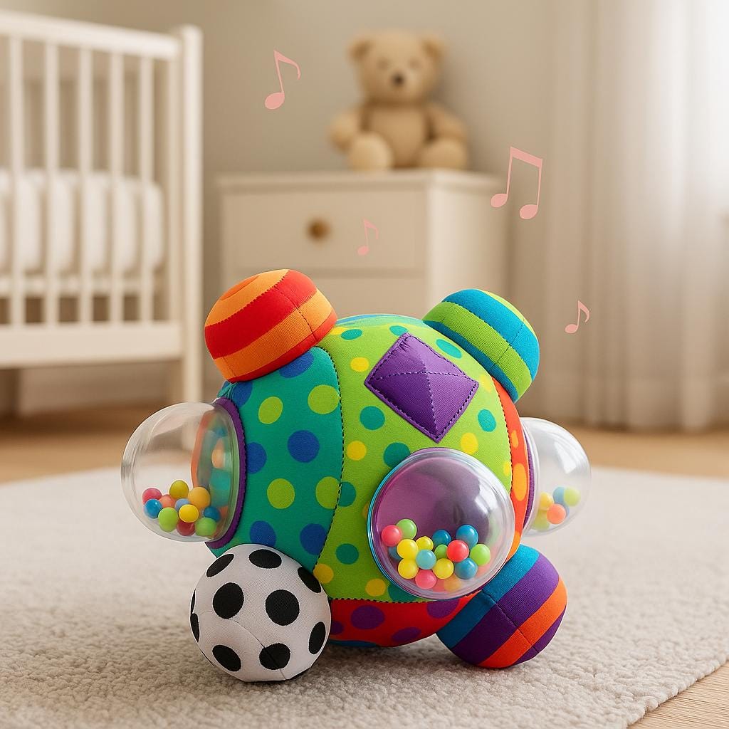 Soft Sensory Baby Ball – Early Learning Toy – Plush Rattle for Newborn – Colorful Baby Shower Gift