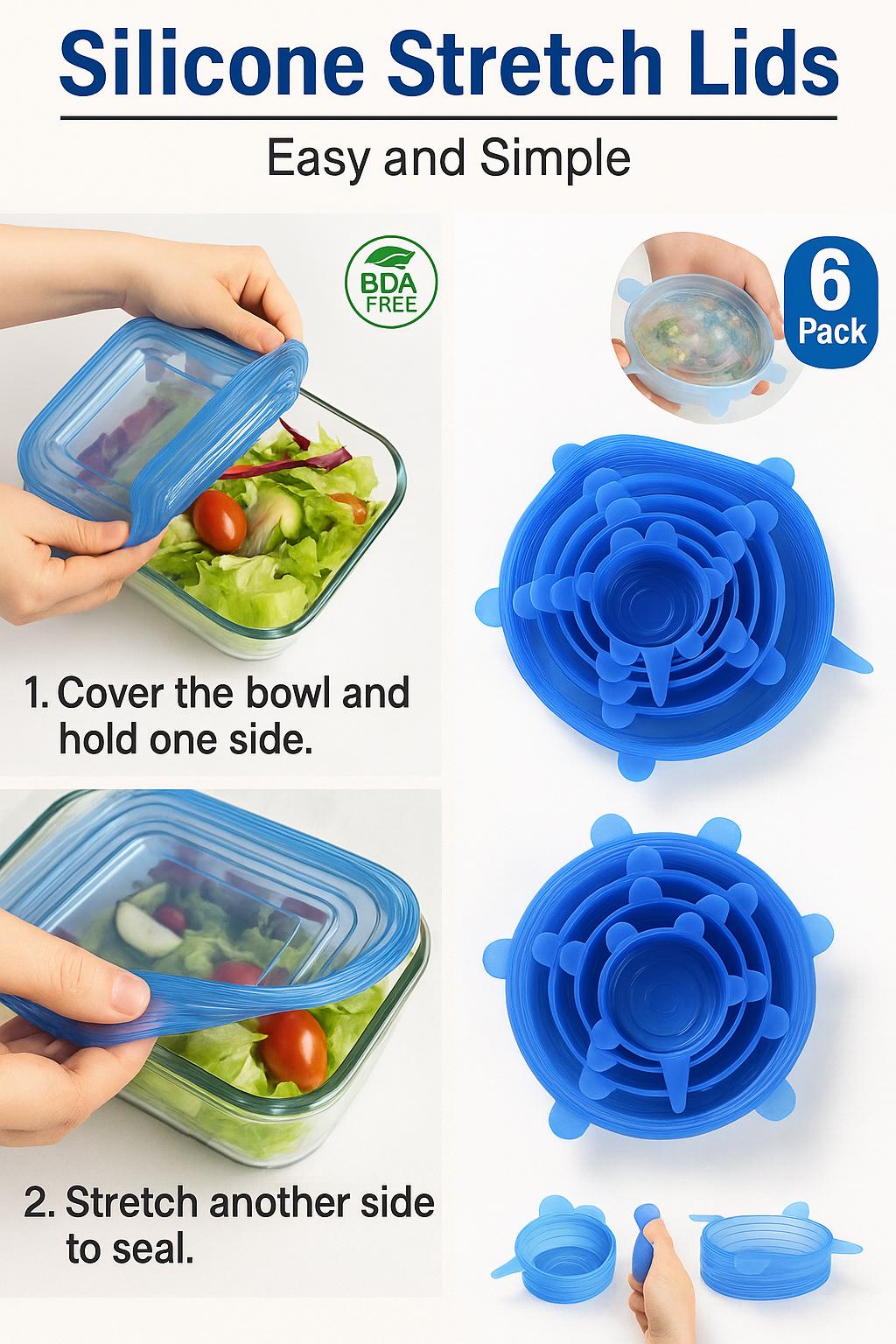 Couvercles extensibles réutilisables en silicone vert forêt et bleu océan – Couvercles alimentaires écologiques pour les essentiels de la cuisine
