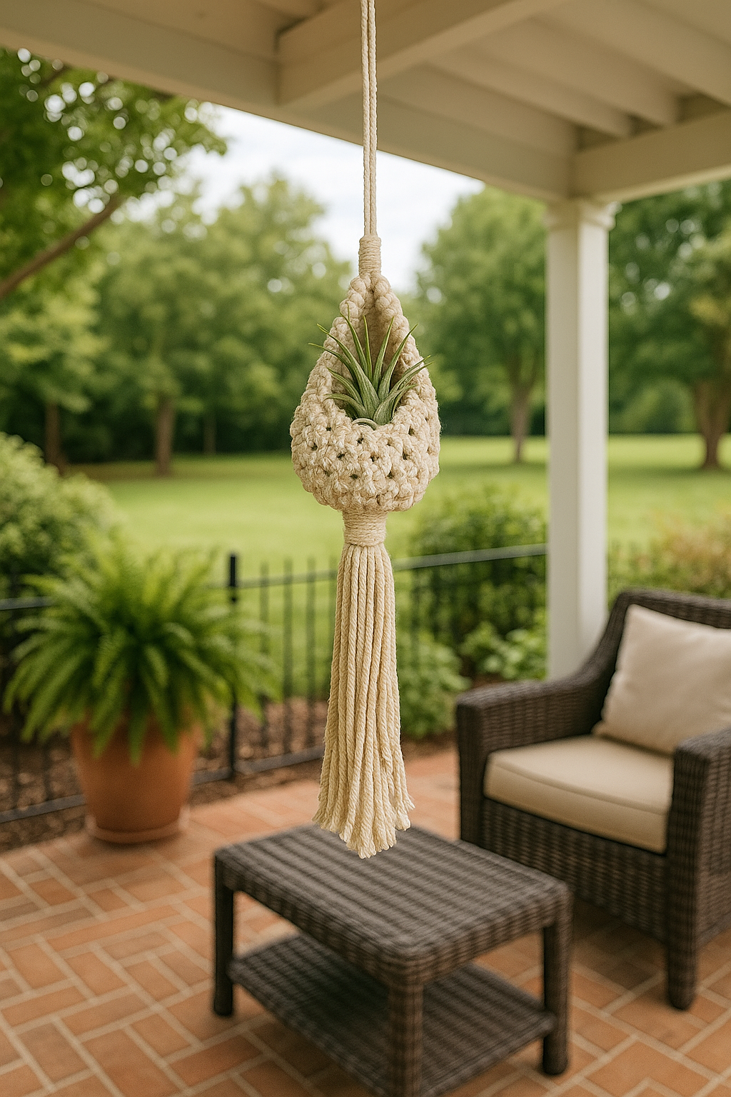 SUSPENSIONS PLANTES MACRAMÉ | Coffret 3 Coton Naturel | Porte-plantes