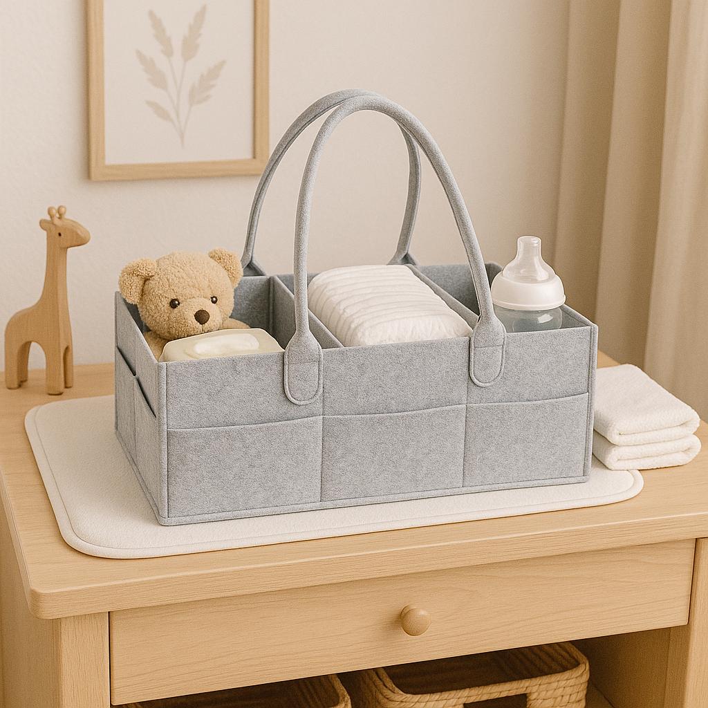 Organisateur de couches en feutre – Rangement pour les essentiels de bébé