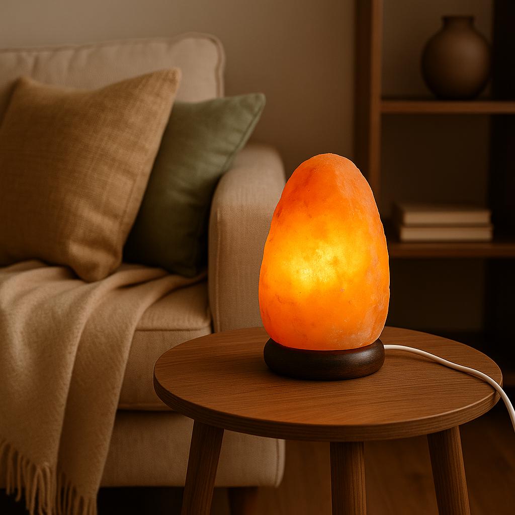 Lampe de sel naturelle de l'Himalaya en quartz rose et ambre – Lampe de roche en cristal sculptée à la main pour une détente zen