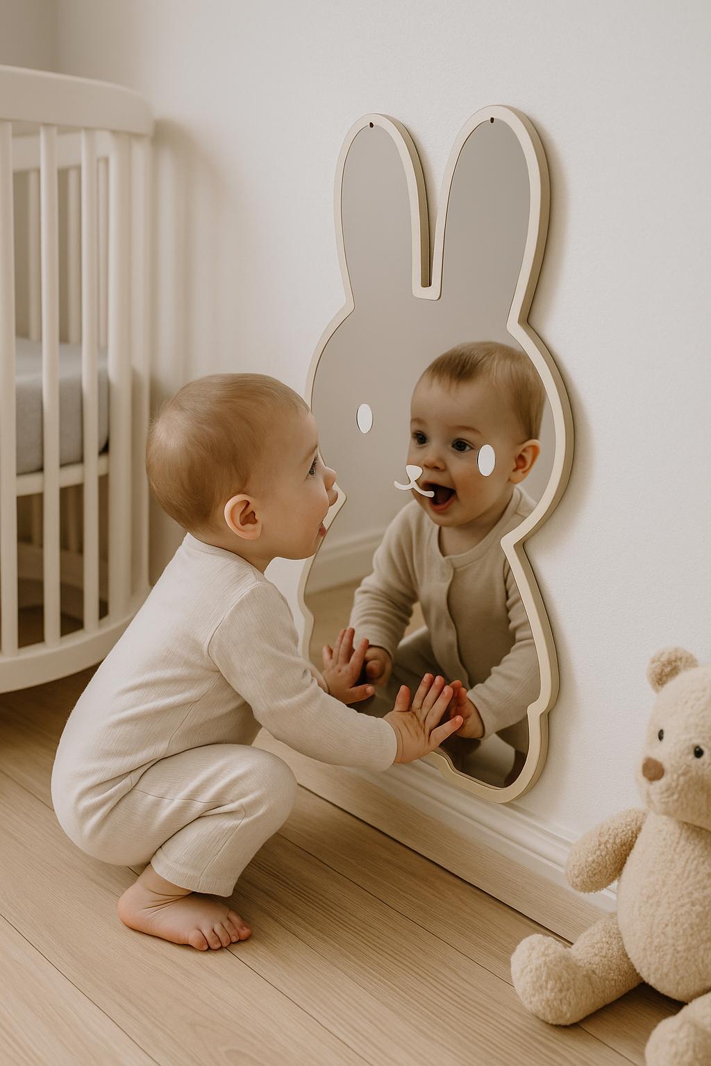 MIROIR DÉVELOPPEMENT BÉBÉ | Bois Acrylique Sécurisé | Miroir bébé