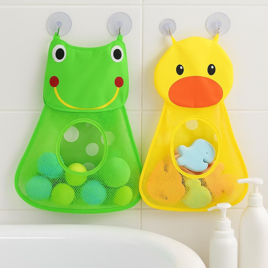 Organisateur Jouets de Bain Grenouille | Organisateur de jouets de bain pour enfants - Rangement en maille