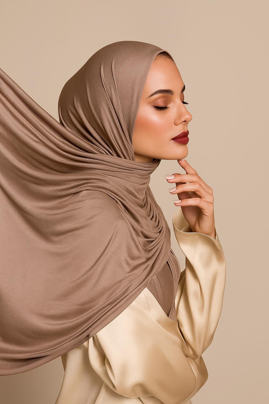 Hijab en jersey extensible noir Premium - Foulard respirant pour femme | Hijab en jersey extensible noir Premium - Foulard respirant pour femme