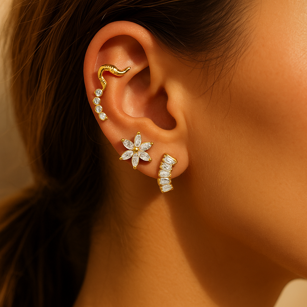 Ensemble Boucles d'Oreilles Minimalistes Dorées - Plaqué 18K Hypoallergénique