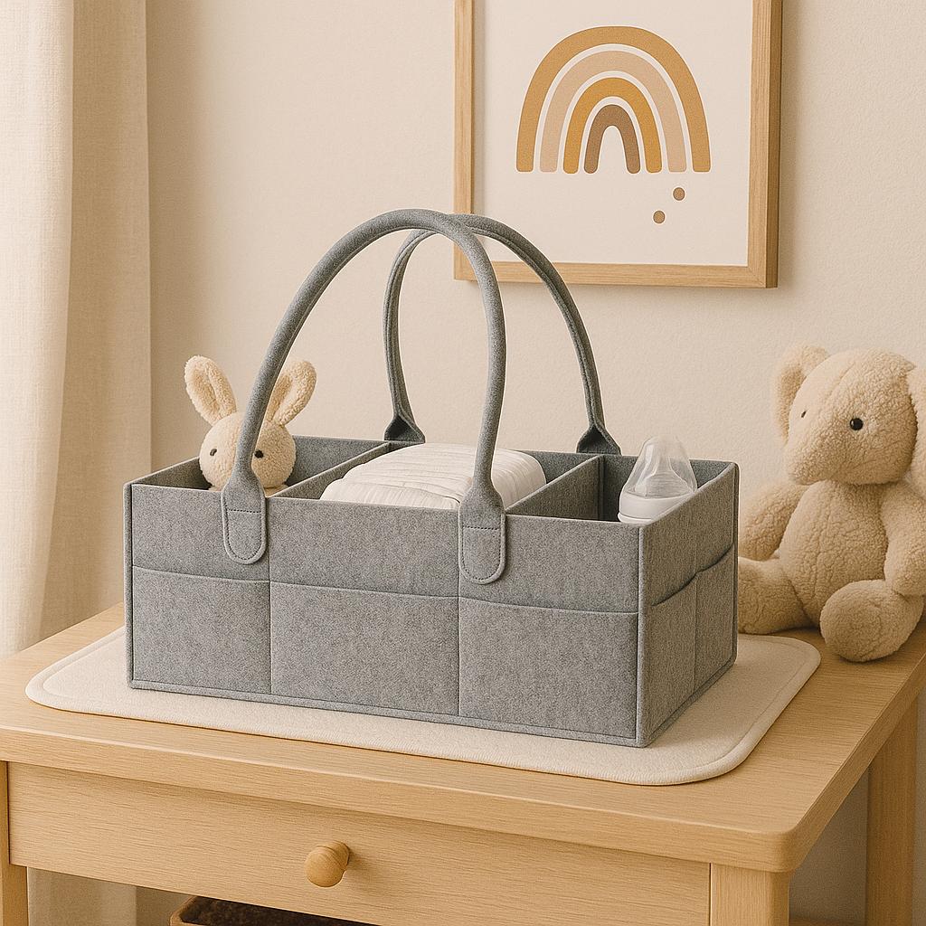 Organisateur de couches en feutre – Rangement pour les essentiels de bébé