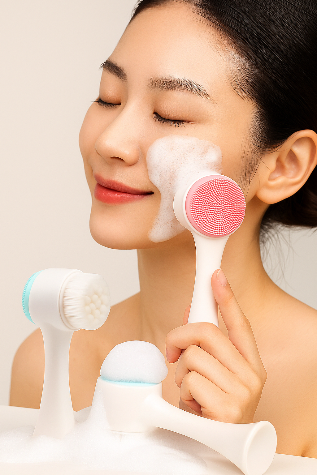 Brosse Nettoyage Visage 2-en-1 Silicone | Brosse Nettoyante Visage 2 en 1 - Peau Douce & Éclatante