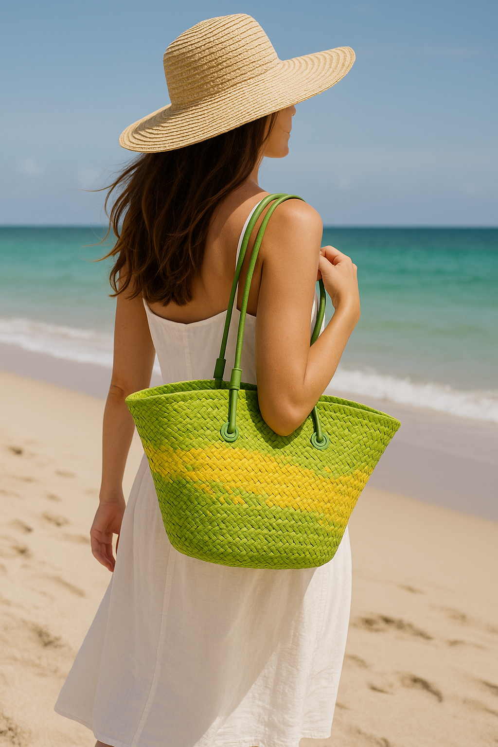 Sac Raphia Boho Chic Naturel - Anses Cuir Synthétique | Sac Boho en Raphia Naturel