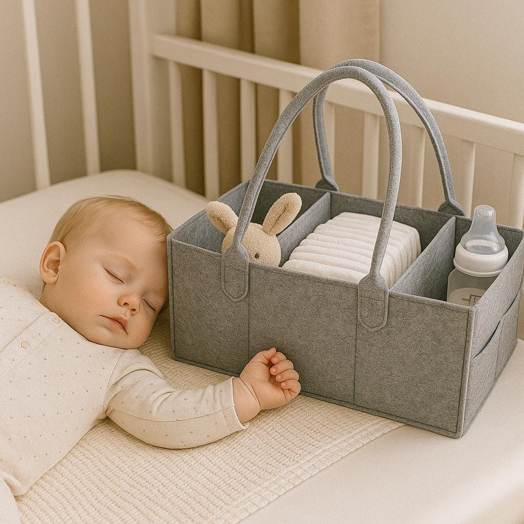 Organisateur de couches en feutre – Rangement pour les essentiels de bébé
