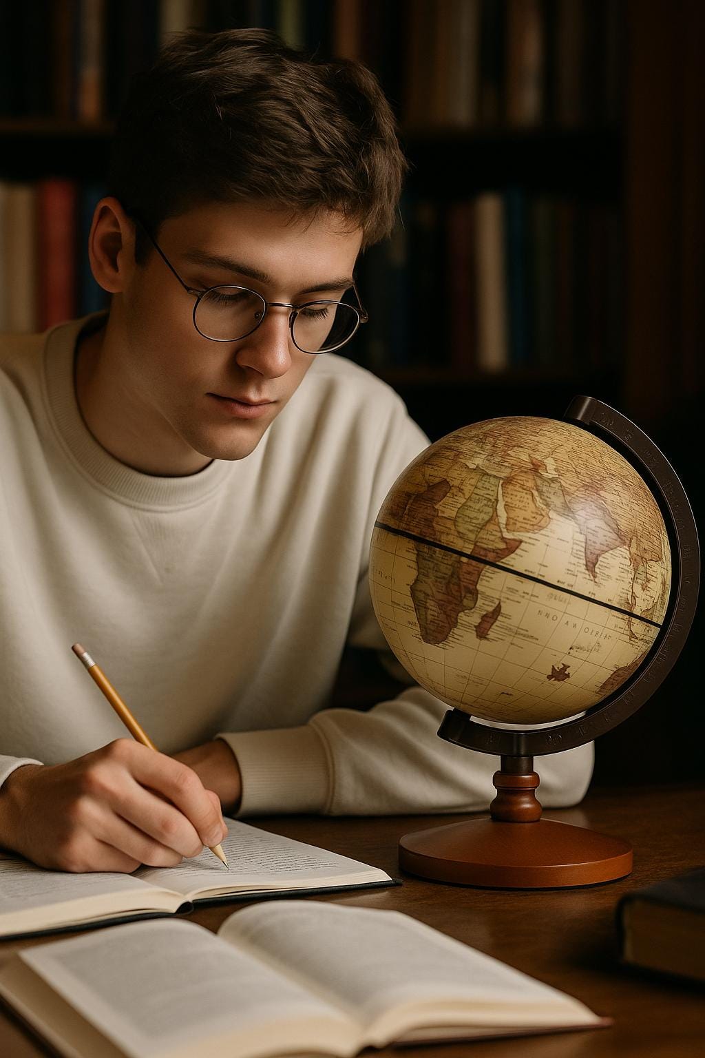 Globe Terrestre Vintage Bois Carte Vieillie Rotatif - Décoration Bureau