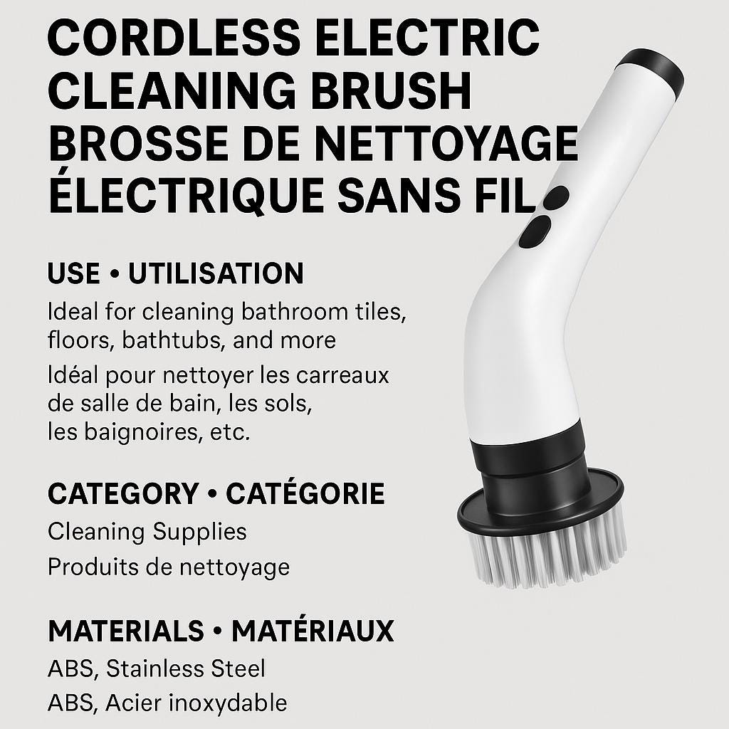 Brosse de nettoyage électrique rotative à tige en acier inoxydable, titane et bleu – 9 accessoires, brosse de nettoyage électrique sans fil