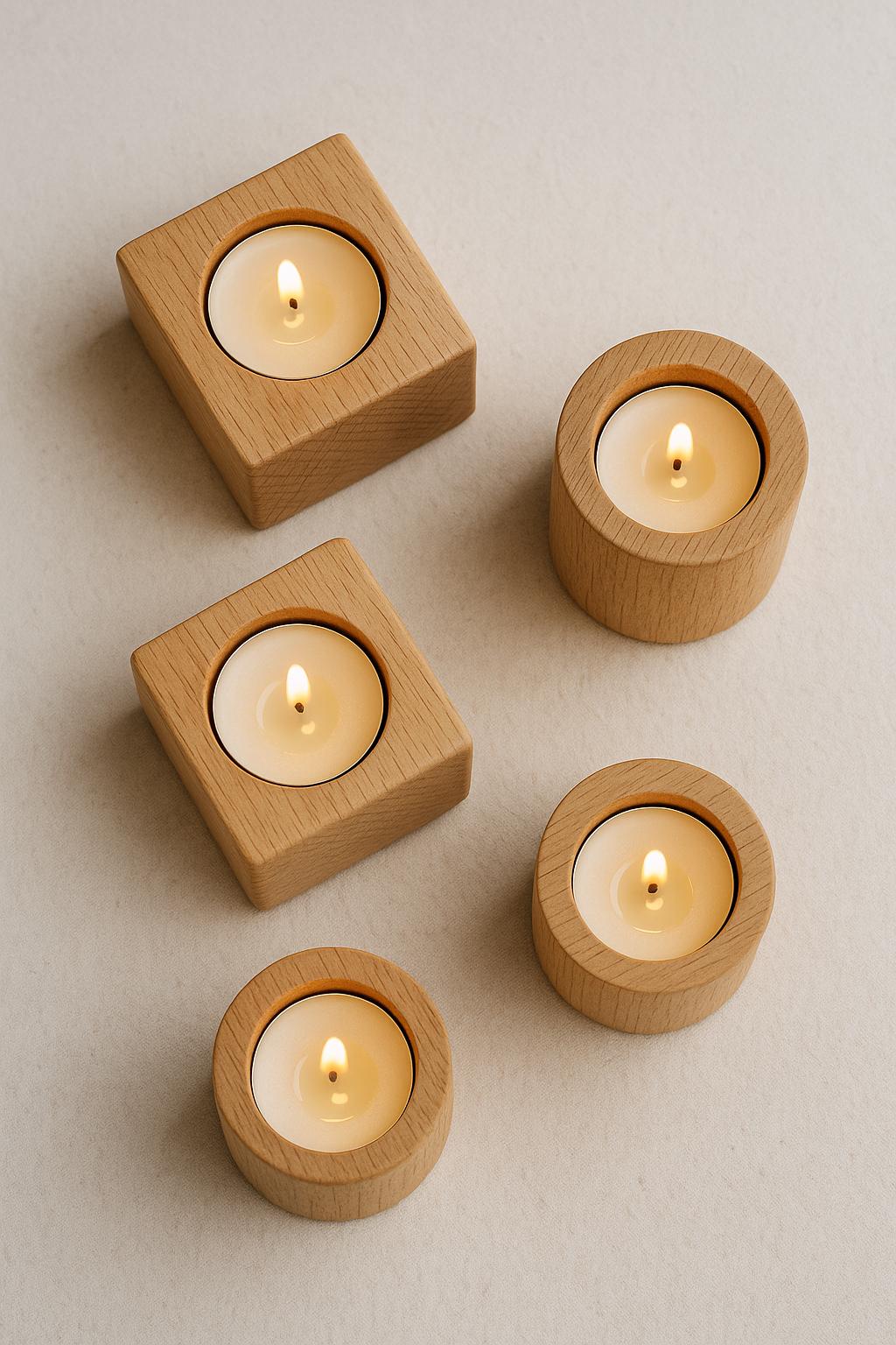 Bougeoir en bois – Photophore bio – Décoration en bois naturel pour la maison