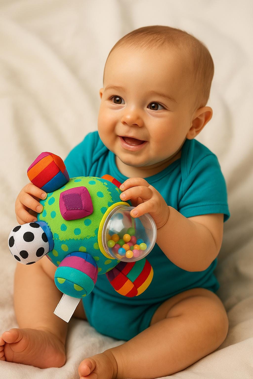 Soft Sensory Baby Ball – Early Learning Toy – Plush Rattle for Newborn – Colorful Baby Shower Gift