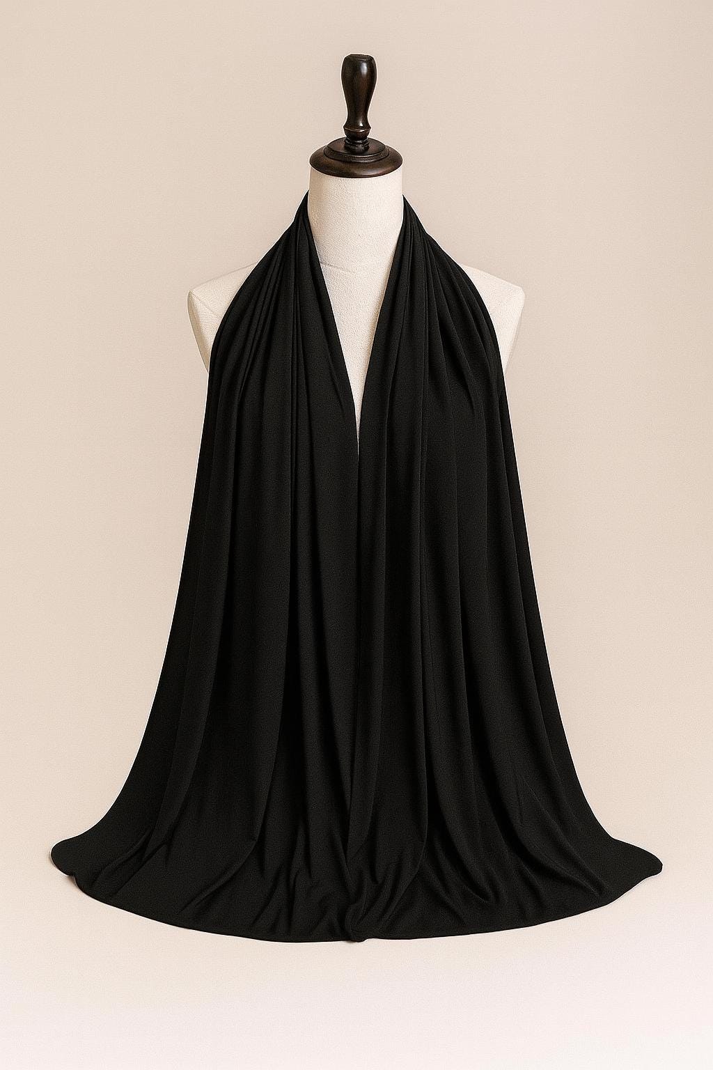 Hijab en jersey extensible noir Premium - Foulard respirant pour femme | Hijab en jersey extensible noir Premium - Foulard respirant pour femme