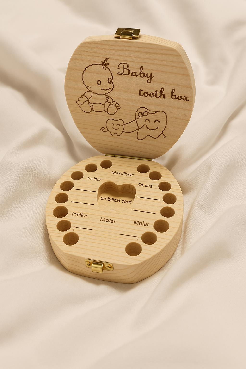 Boîte à dents de lait en bois – Souvenir de la Fée des Dents – Rose poudré – Cadeau idéal pour nouveau-né