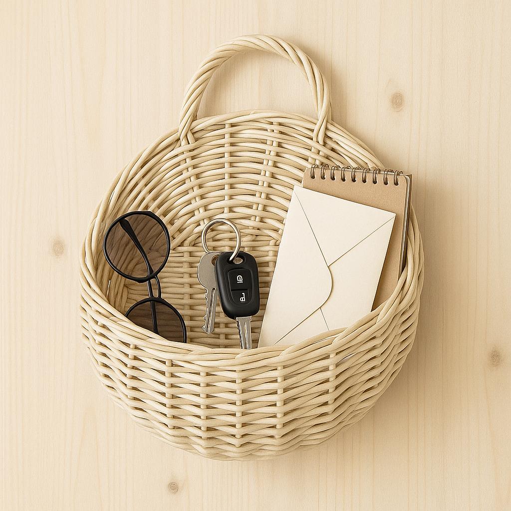 PANIER ROTIN BOHÈME | PANIER EN ROTIN NATUREL - SUPPORT MURAL PLANTES