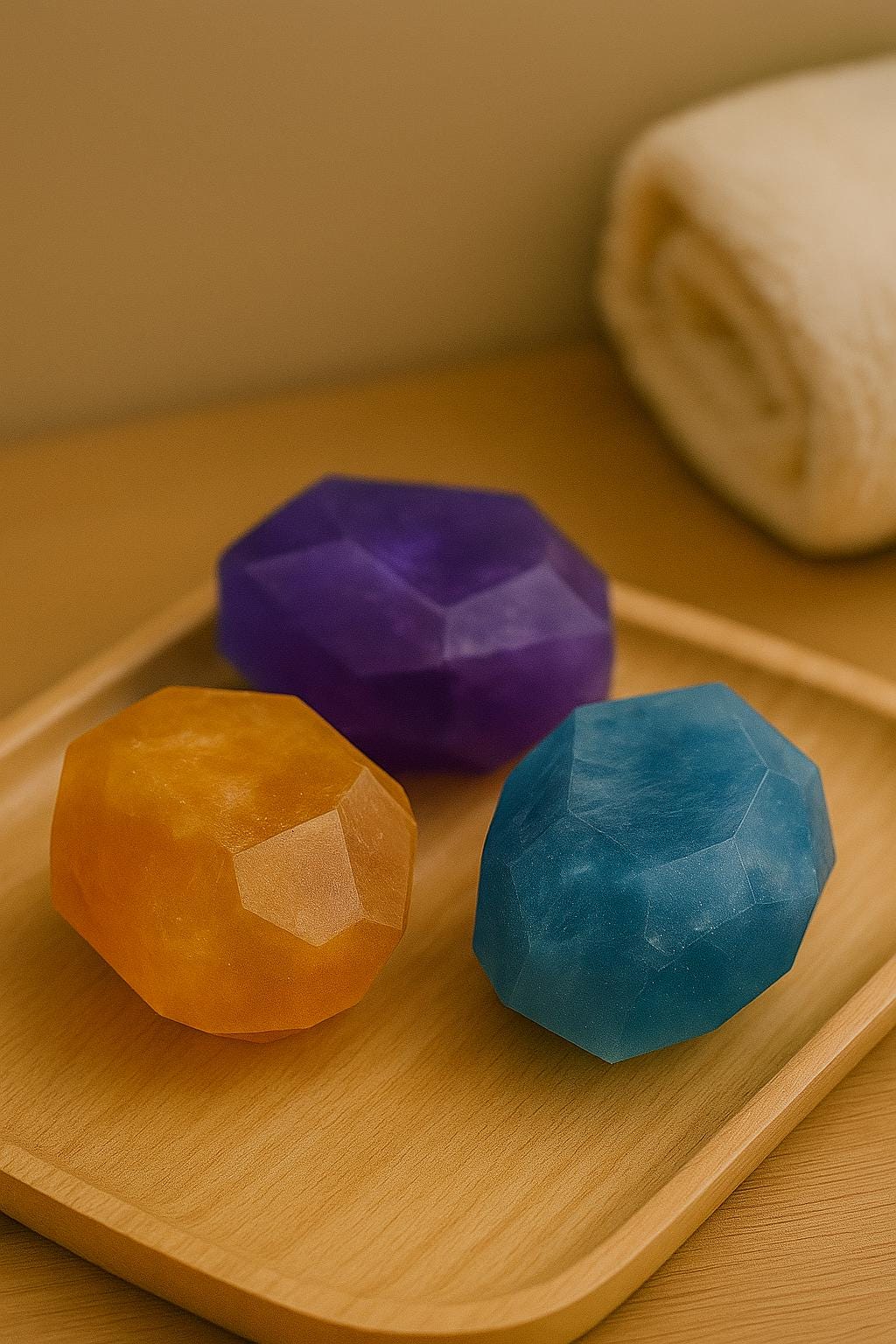 Savon artisanal en cristal de pierres précieuses, quartz rose et améthyste – Design en roche naturelle, cadeau spa végétalien, rituel de bain de soins personnels