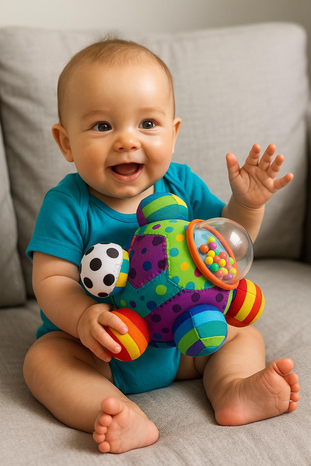 Soft Sensory Baby Ball – Early Learning Toy – Plush Rattle for Newborn – Colorful Baby Shower Gift
