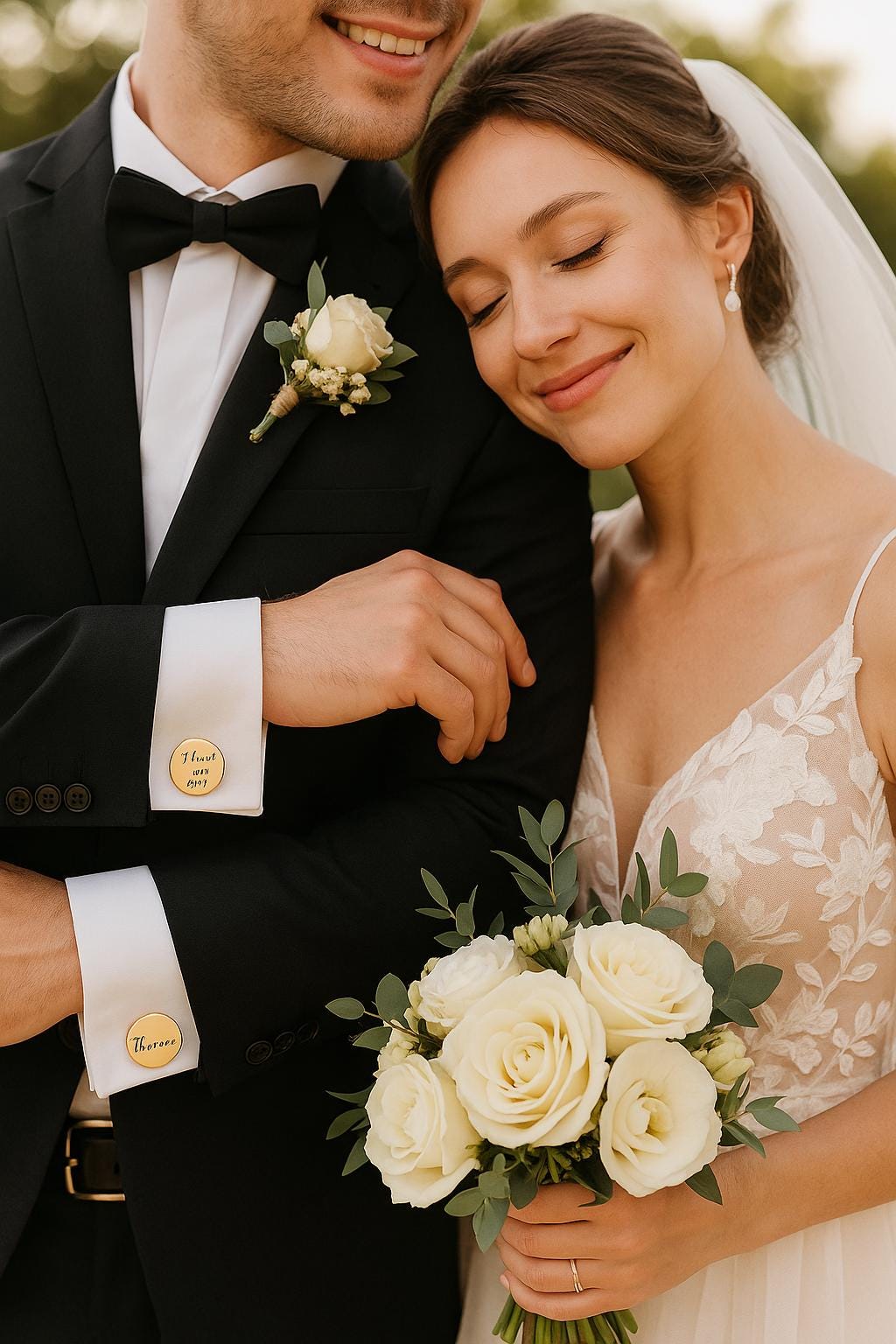 Boutons Manchette Père Mariée Or - Gravure Personnalisée Homme | Father Bride Cufflinks Gold - Men's Personalized Engraving