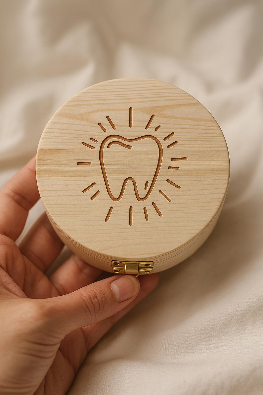 Boîte à dents de lait en bois – Souvenir de la Fée des Dents – Rose poudré – Cadeau idéal pour nouveau-né