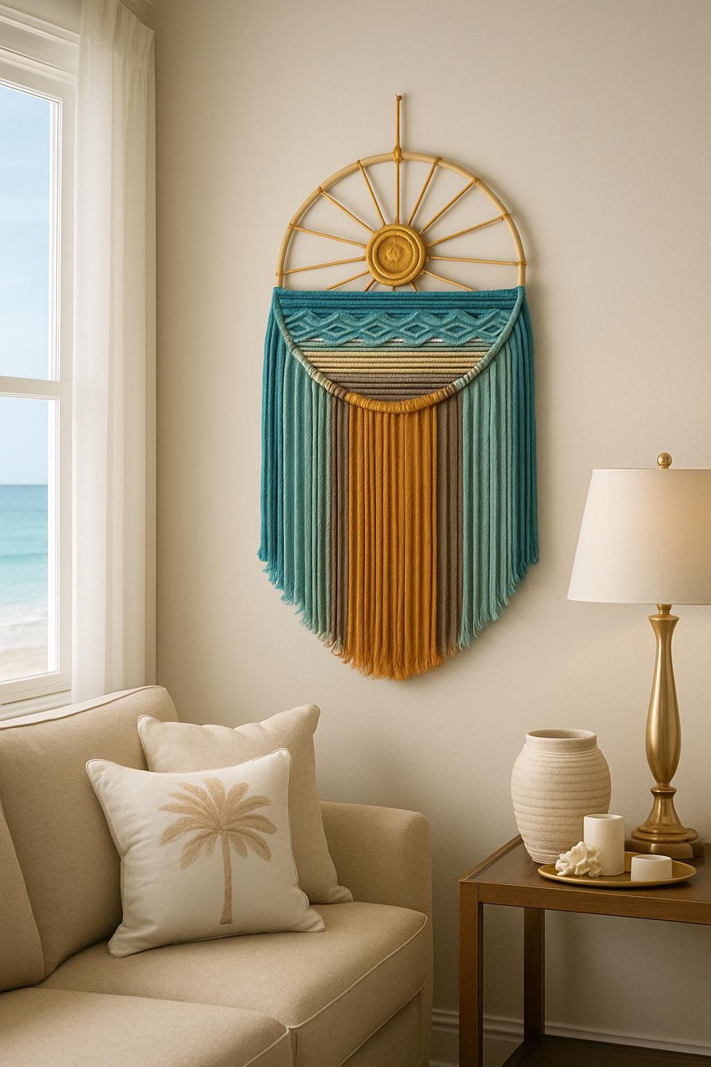 Boho Macrame Wall Hanging – Vertical Rainbow Tapestry in Cotton | Handmade Woven Wall Decor