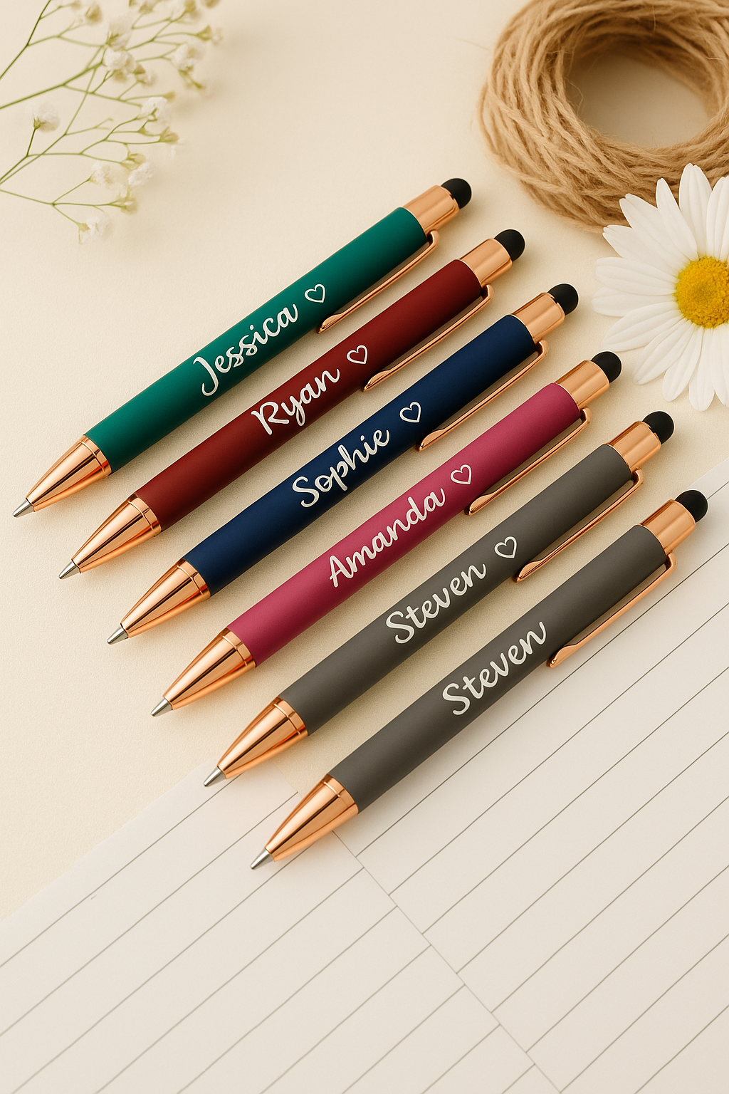 STYLO TACTILE GRAVÉ  | Set Multicolore Personnalisé | Touch Pen PAPICHA H