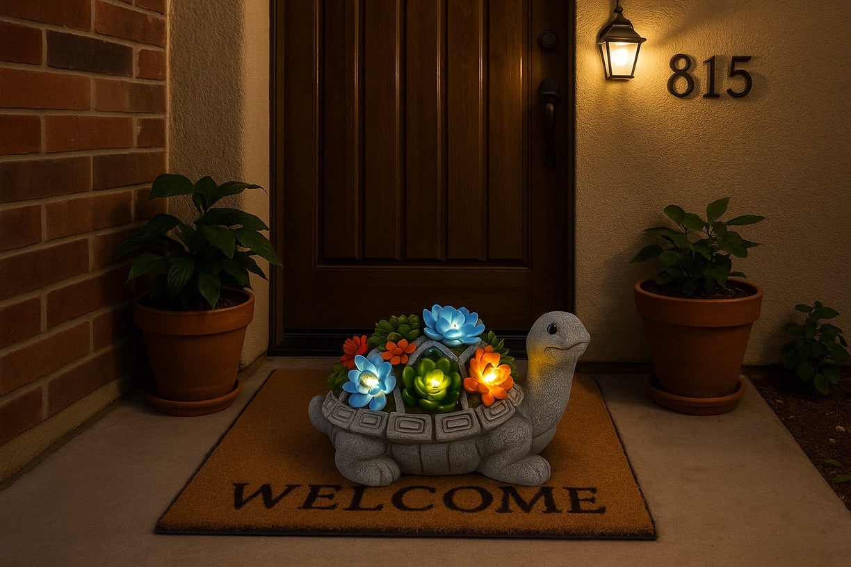 Solar LED Turtle Light - Illuminated Succulent Garden Decor | 8H Auto Lighting Waterproof - Papicha H