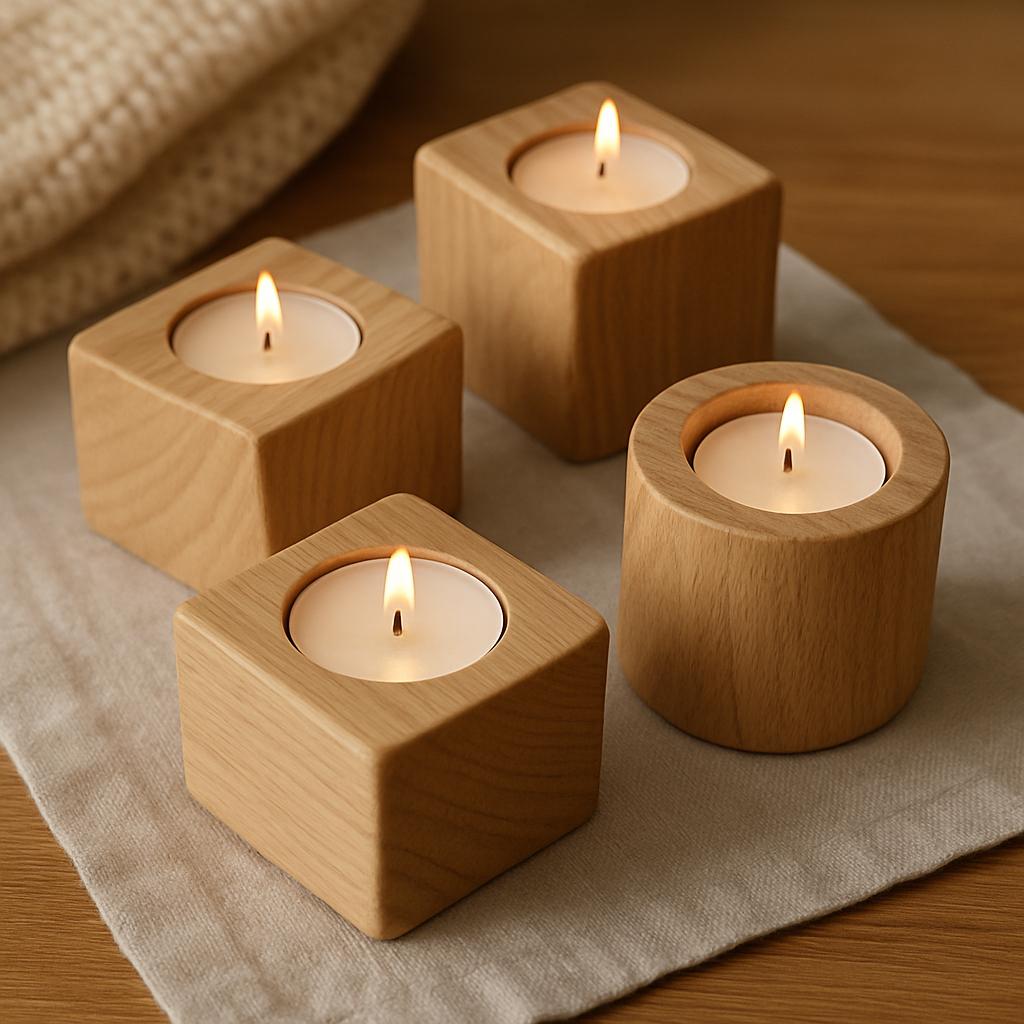 Bougeoir en bois – Photophore bio – Décoration en bois naturel pour la maison