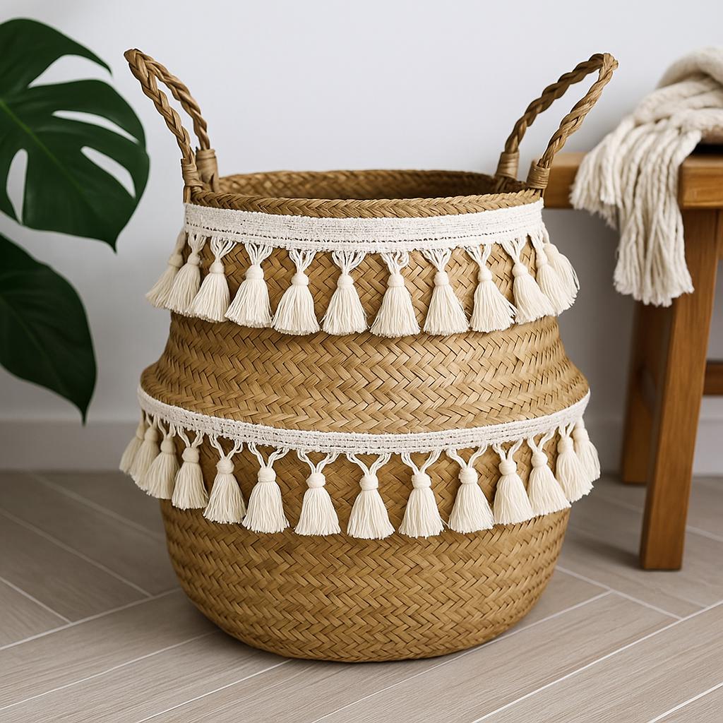 PANIER ROTIN BOHO | Support Plantes Suspendu | PAPICHA H Natural Basket