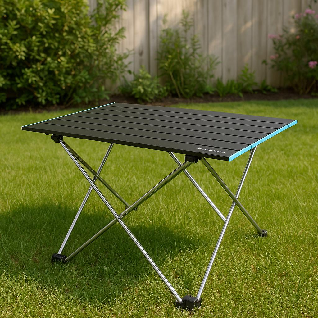 Camping essentials lightweight folding outdoor picnic table, portable BBQ table, aluminum alloy, compact travel gear, beach, hiking, garden