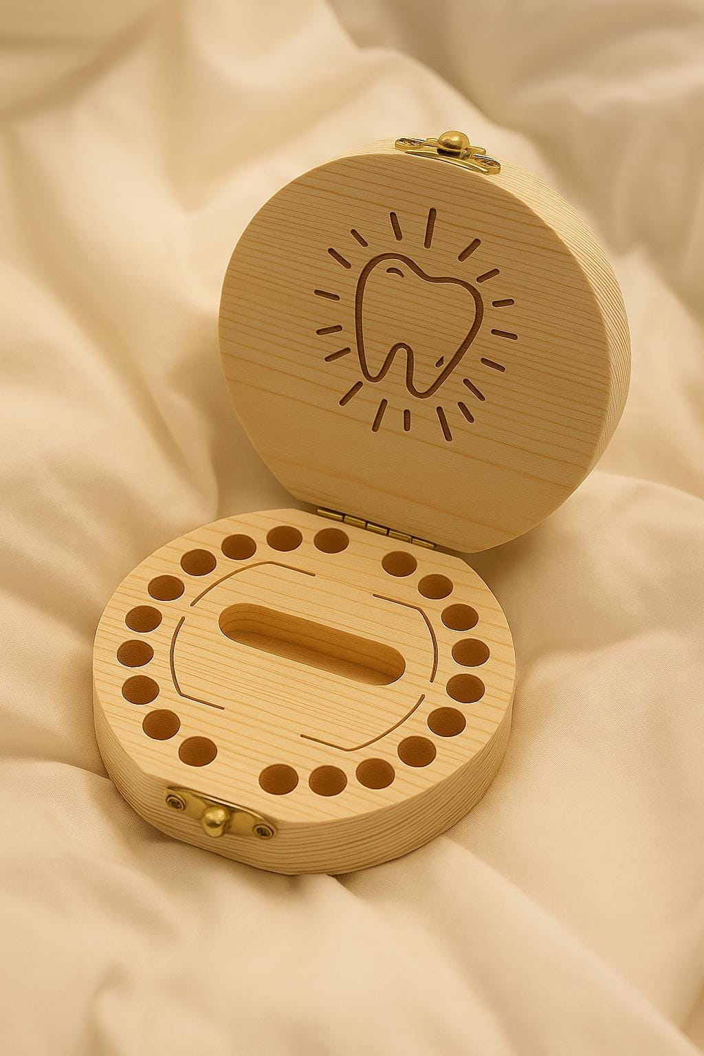 Boîte à dents de lait en bois – Souvenir de la Fée des Dents – Rose poudré – Cadeau idéal pour nouveau-né