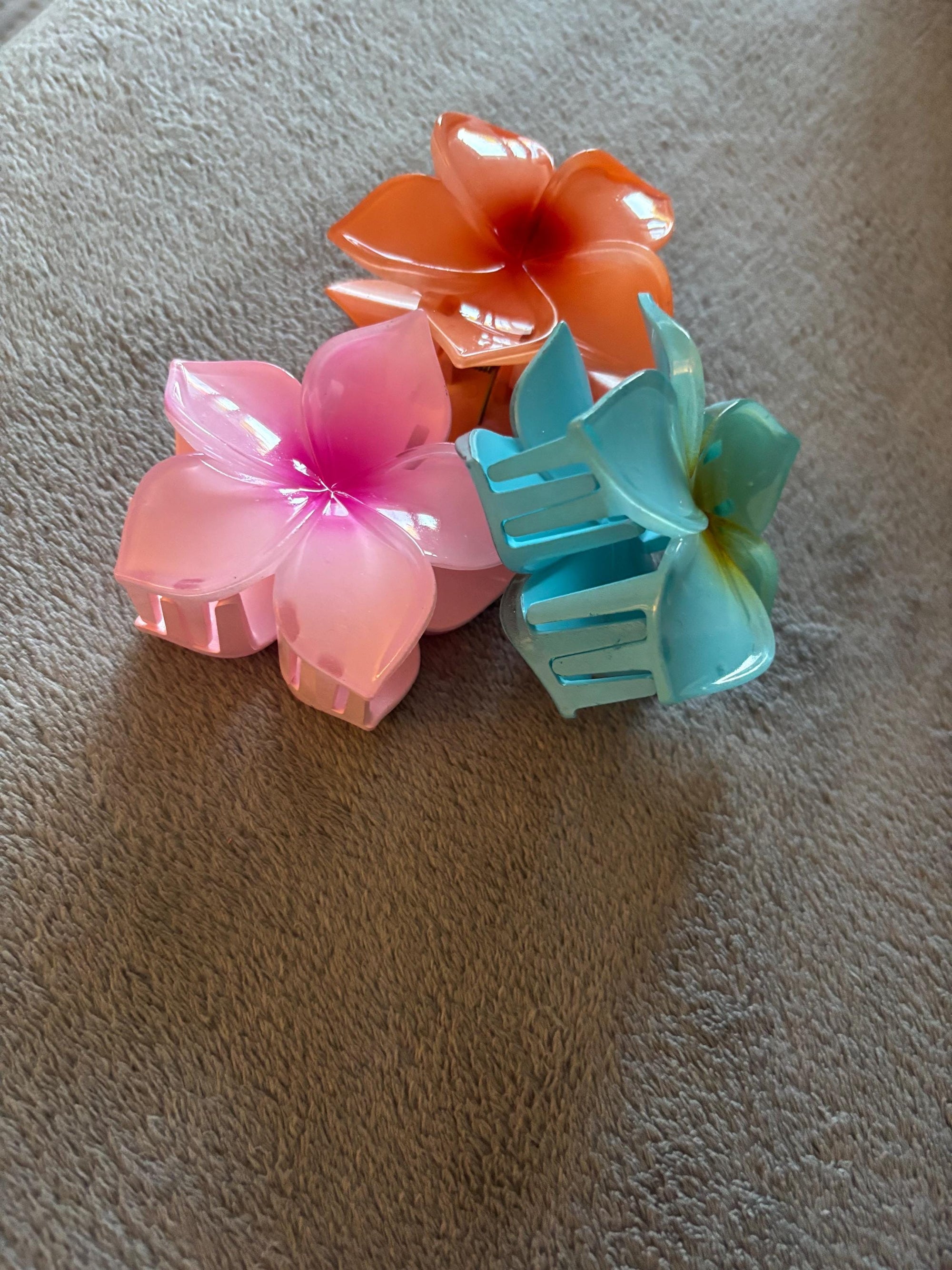 🌺 Barrette Fleur Tropicale Rose/Jaune - Pince Cheveux Hawaïenne Adulte | Tropical Flower Hair Clip Pink/Yellow - Adult Hawaiian Claw 🌴