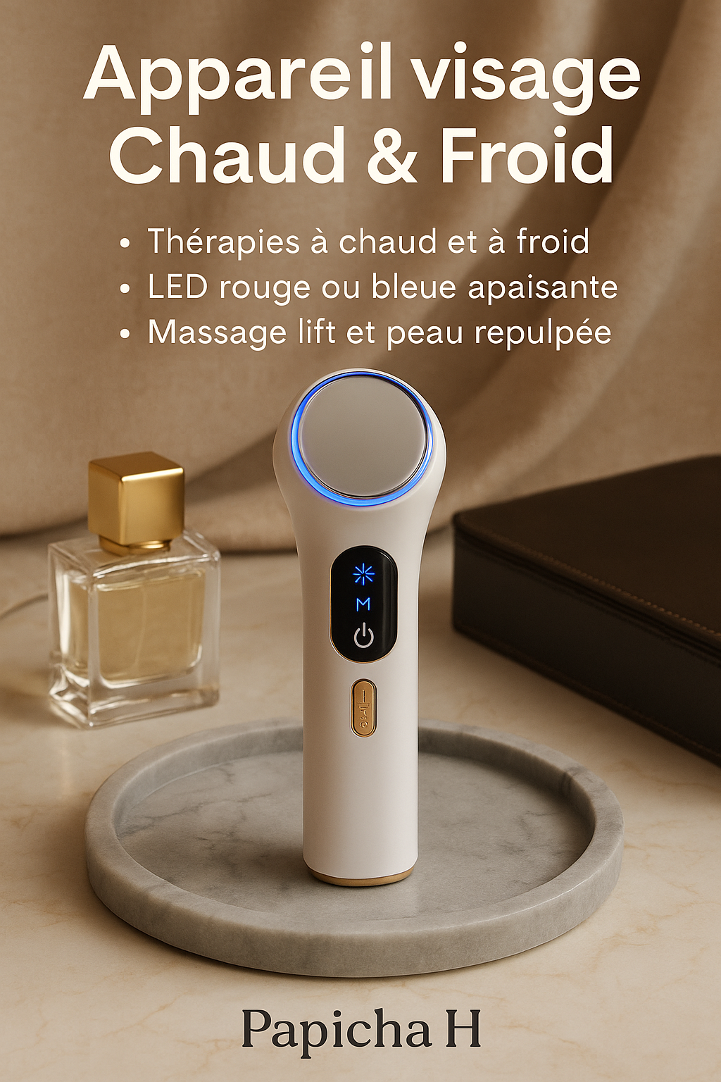 Hot & Cold Face Beauty Device - 2 LED Modes Lifting & Depuffing | Professional Facial Tool - Papicha H