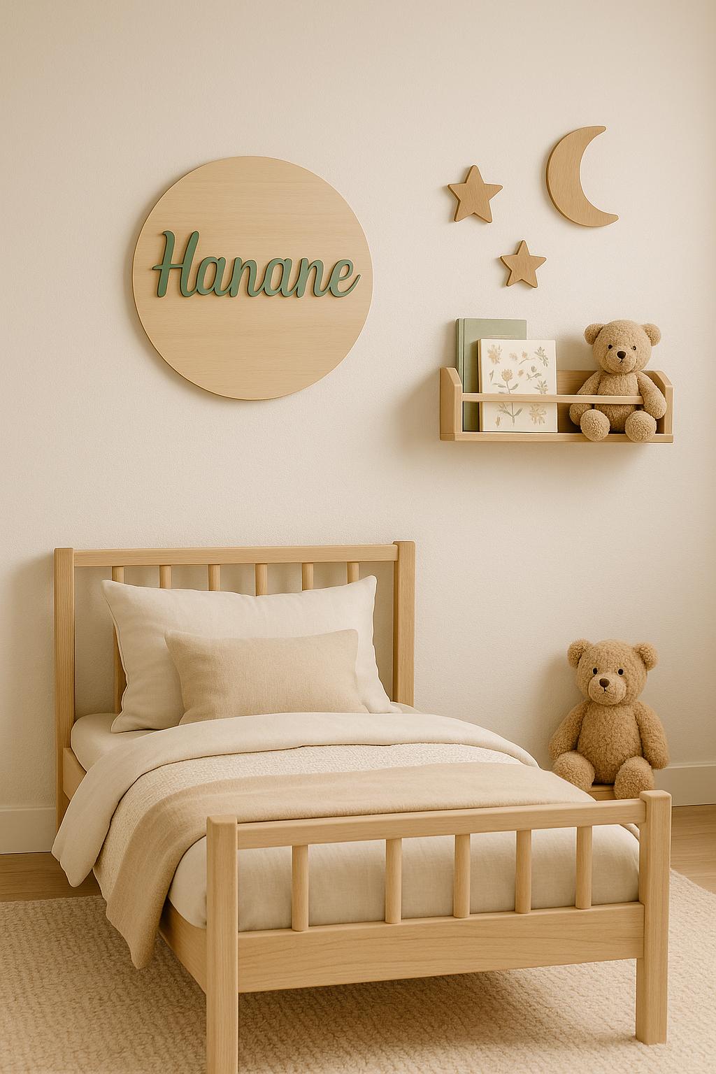 Panneau Prénom Bébé Personnalisé en Bois - Décoration Chambre Enfant Gravé
