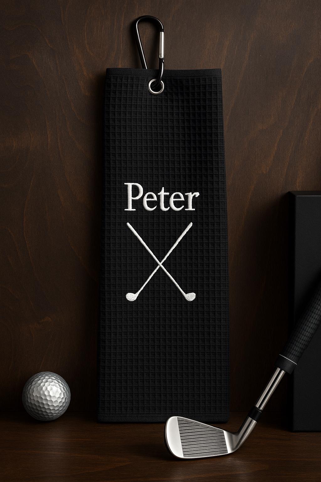 Personalized Golf Towel with Name – Embroidered Waffle Golf Towel Gift for Golfer, Coach or Groomsman