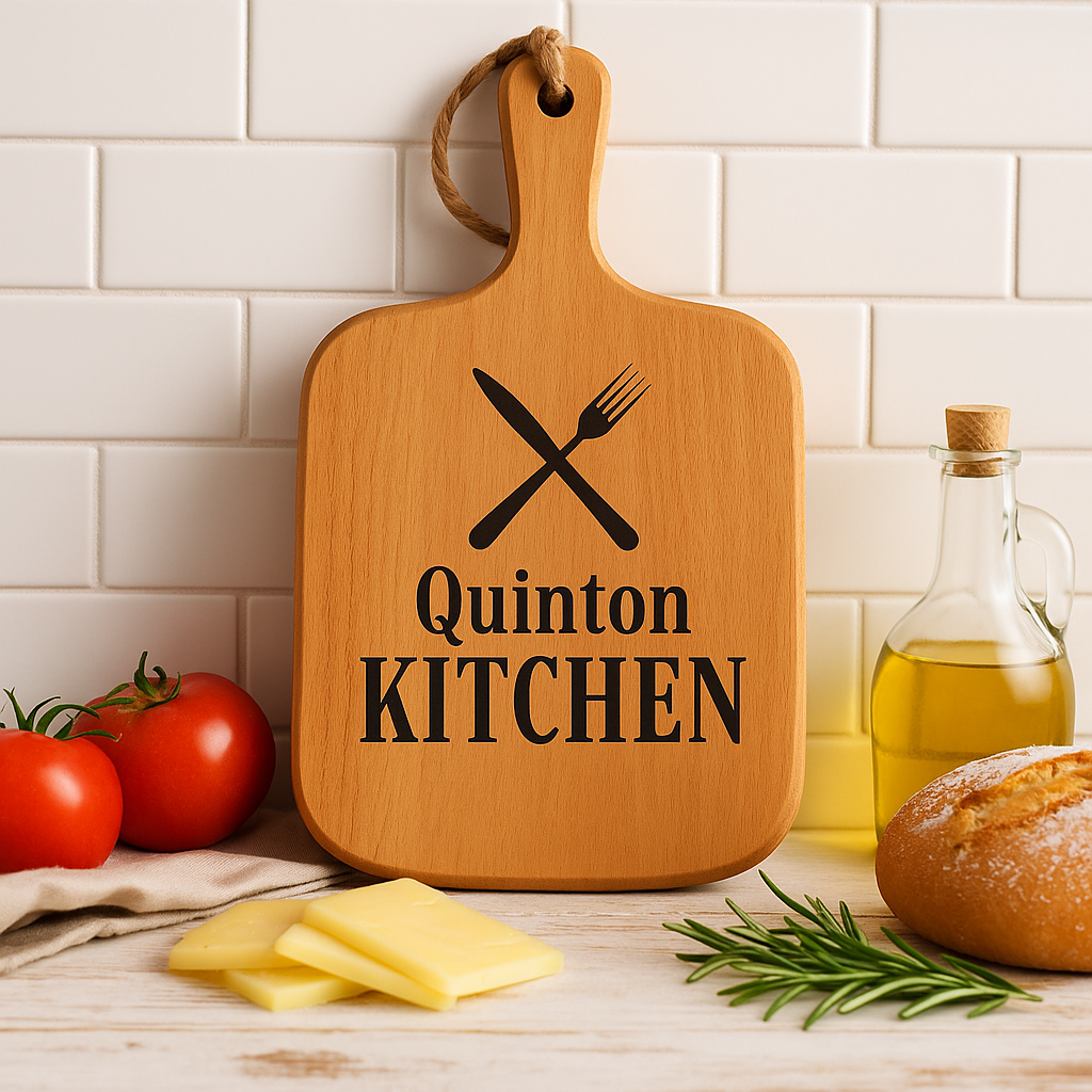 Planche à Découper Personnalisée en Bois de Hêtre – Gravure Nom ou Logo Offert | Cadeau Unique Cuisine & BBQ | Personalisable Chef / Restaurant / Maison-Personalized Beechwood Cutting Board – Free Engraving of Name or Logo | Unique Kitchen & BBQ Gift | Cu