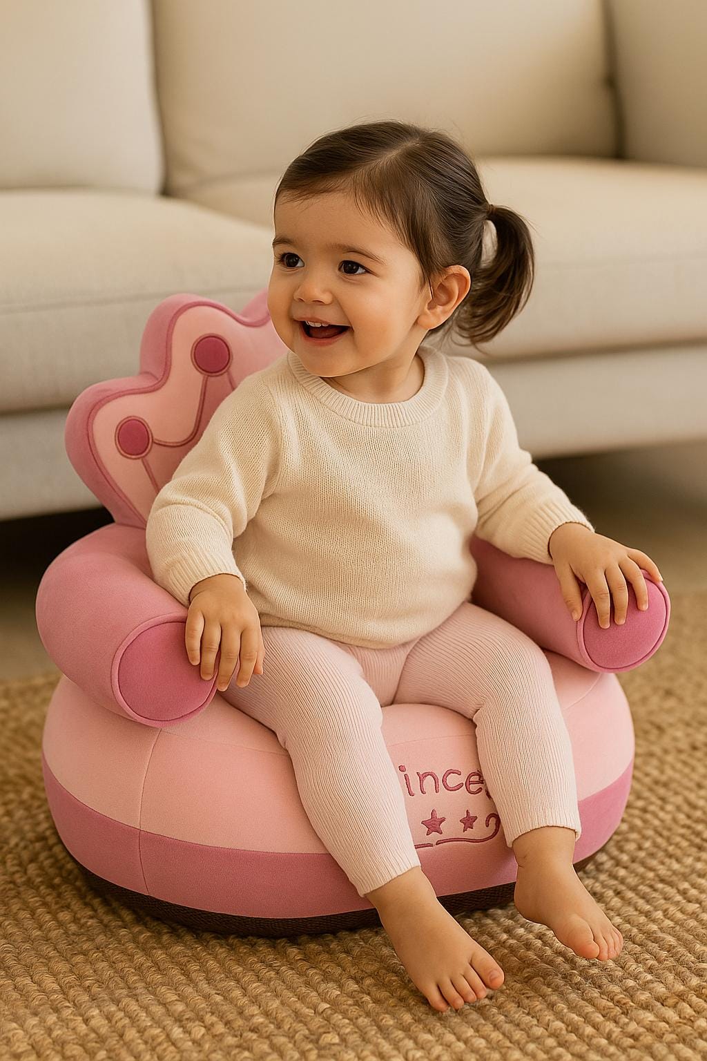 Fauteuil Royal Bébé Couronne Princesse Prince | Chaise en peluche Royal Baby - Canapé d'apprentissage doux 