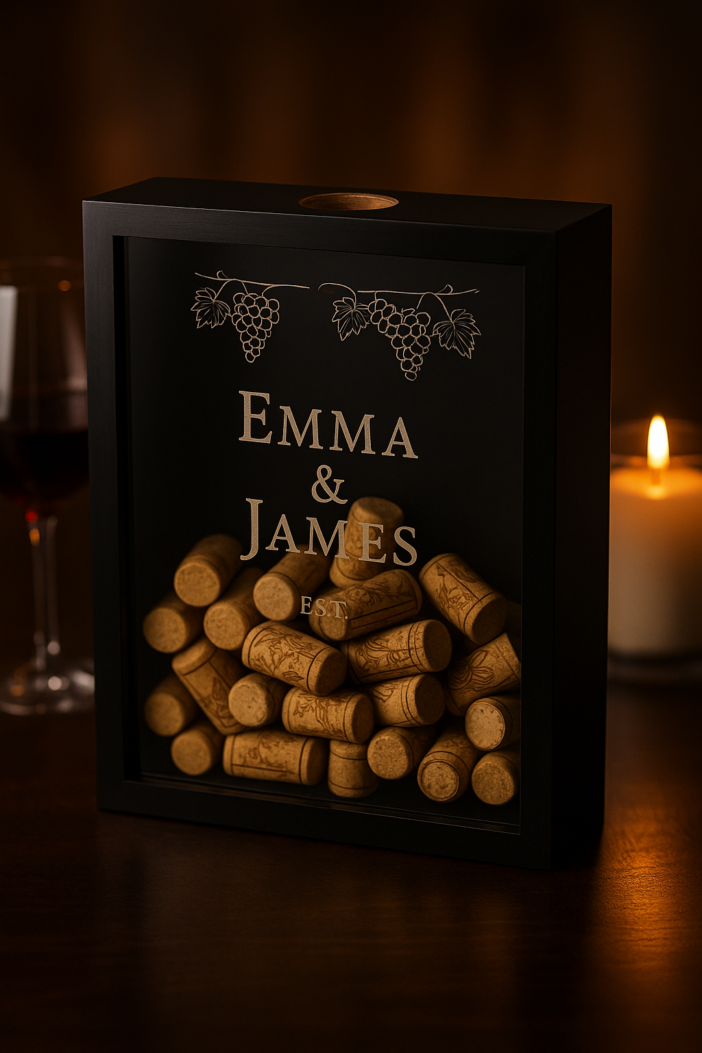 BOÎTE BOUCHONS VIN PERSONNALISÉE   | Gravure Noms Date | Wine Cork Box PAPICHA H