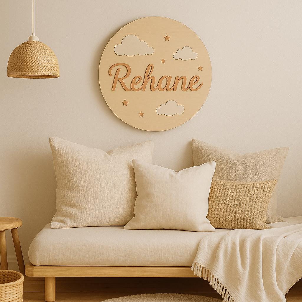 Panneau Prénom Bébé Personnalisé en Bois - Décoration Chambre Enfant Gravé