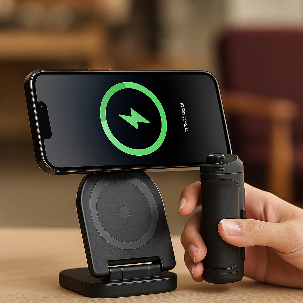 MagSafe Battery Grip 3-in-1 with Stand & Remote - Wireless Charging & Pro Stability - Papicha H