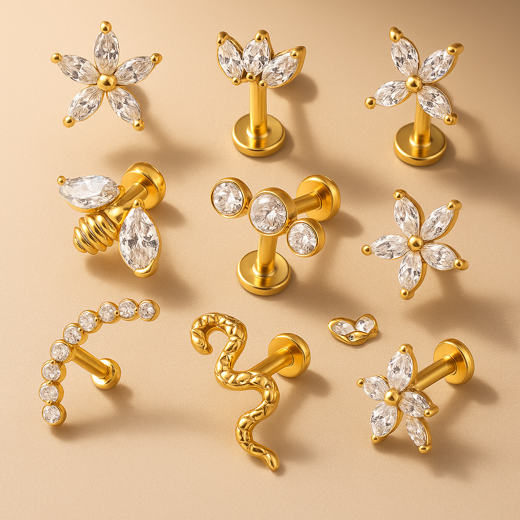 Ensemble Boucles d'Oreilles Minimalistes Dorées - Plaqué 18K Hypoallergénique 