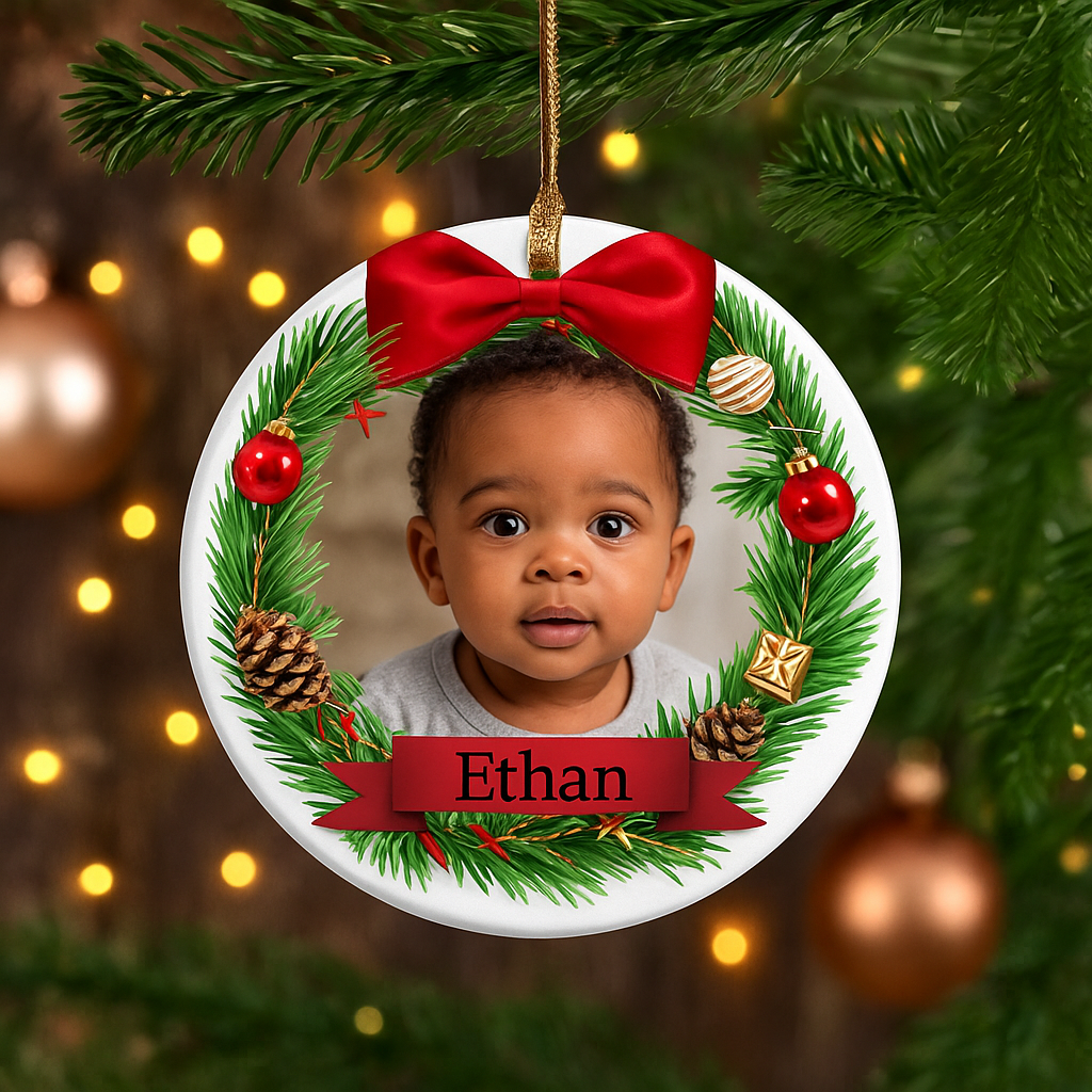 ORNEMENT BÉBÉ NOËL PERSONNALISÉ | Photo Prénom Premier Noël | Baby Ornament PAPICHA H